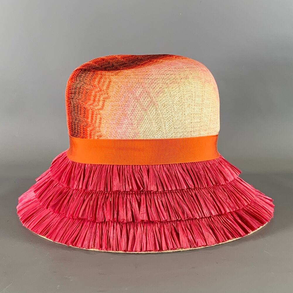 MISSONI Pink Orange Woven Straw Hats